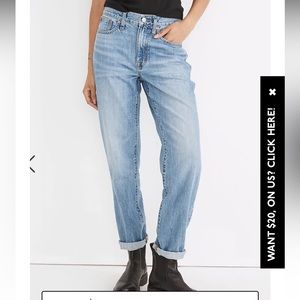 Madewell Slouchy Boyjean Denim Jeans size 29 Tall.